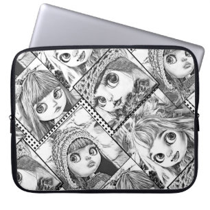 Capa Para Notebook Minhas bonecas pretas e brancas pretas