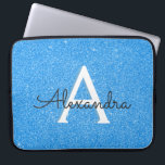 Capa Para Notebook Minograma Azul e Luminoso<br><div class="desc">Minúscula azul e Laptop de monograma brilhante. Esse caso pode ser personalizado para incluir seu nome inicial e próprio. Se você quiser combinar itens,  contate o designer.</div>