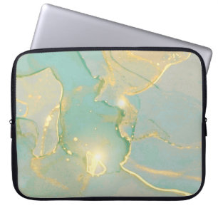 Capa Para Notebook Mint Green Dourado Marble: Texturado