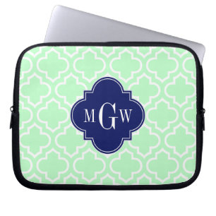 Capa Para Notebook Mint White Marroquino #6 Marinho 3 Monograma Inici