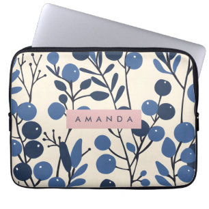 Capa Para Notebook Mirtillo Azul Personalizado Estilo Botânico da Vid