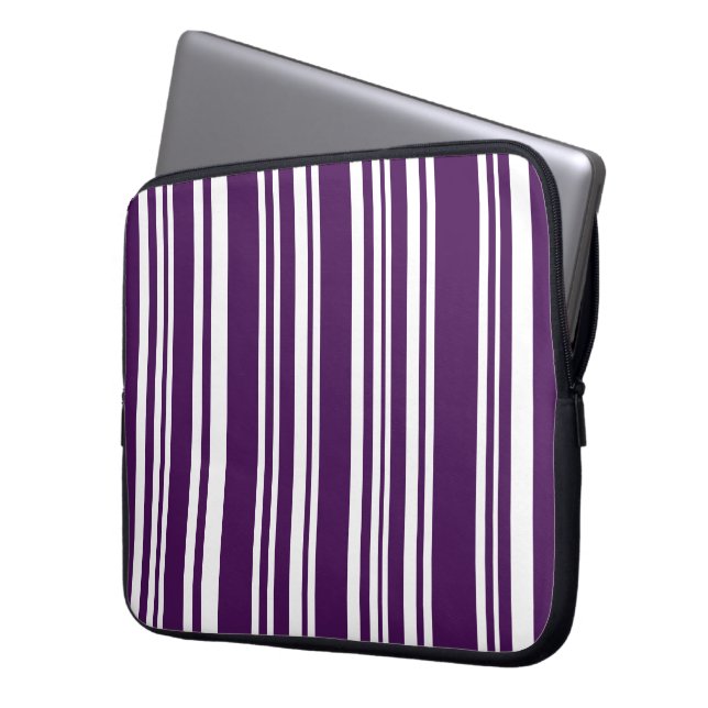 Capa Para Notebook Mistura de tiras roxas e brancas (Frente Esquerda)