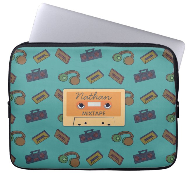 Capa Para Notebook Mixtape Personalizada com Padrão de Música Retroat (Frente)