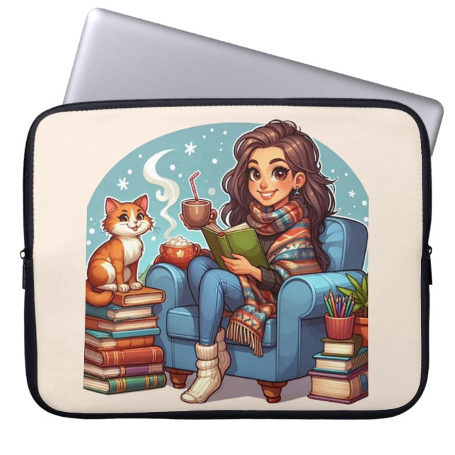 Capa Para Notebook Moça de Leitura (Frente)