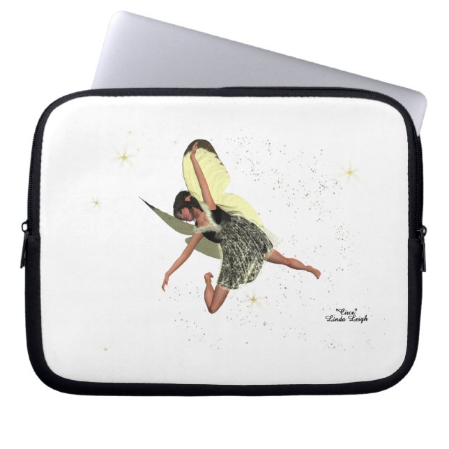 Capa Para Notebook Moça Fada Com Asas Amarelas Mala Laptop Meninas (Frente)