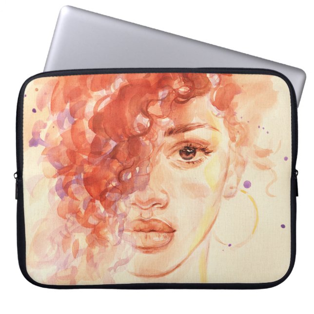 Capa Para Notebook Moda Afro-Americana, ilustração com aquarela. (Frente)