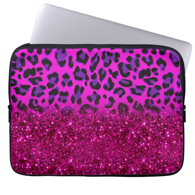 Capa Para Notebook Moda Moderna Rosa Púrpura Leopardo-da-Lama (Frente)