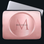 Capa Para Notebook Modelo de Elegante Dourado de Tendy Rosa Monograma<br><div class="desc">Bolsa de laptop de Modelo Elegante Dourada Monograma e Rosa Moderna / Gabinete.</div>