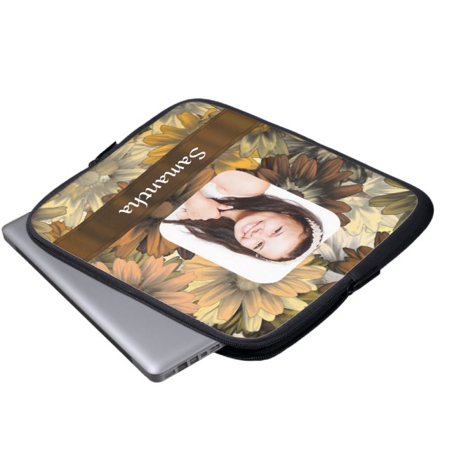 Capa Para Notebook Modelo de foto floral castanho (Frente Inferior)