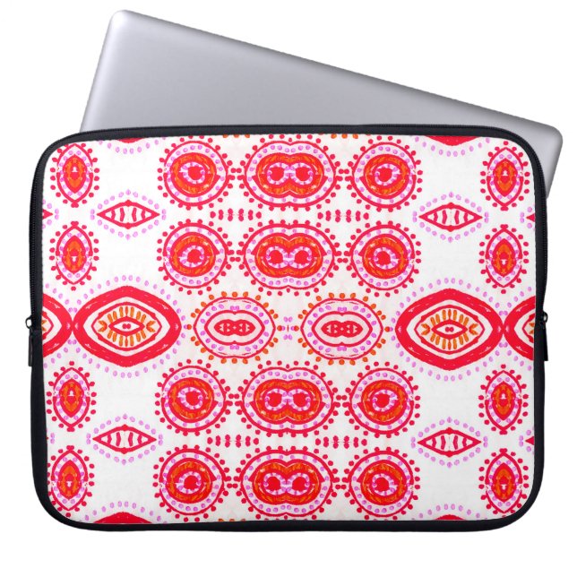 Capa Para Notebook Modelo de Moda Contemporânea. Red Folklore Boho G (Frente)