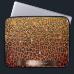 Capa Para Notebook Modelo leopardo bronze ouro preto<br><div class="desc">Um elegante,  glamouroso e feminino com padrão leopardo castanho,  ouro e preto,  decorado com confete ouro. Modelo para o seu nome. Um quadro colorido de bronze falso. Cartas brancas.</div>