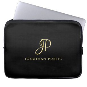 Capa Para Notebook Modelo Minimalista de Monograma Dourado