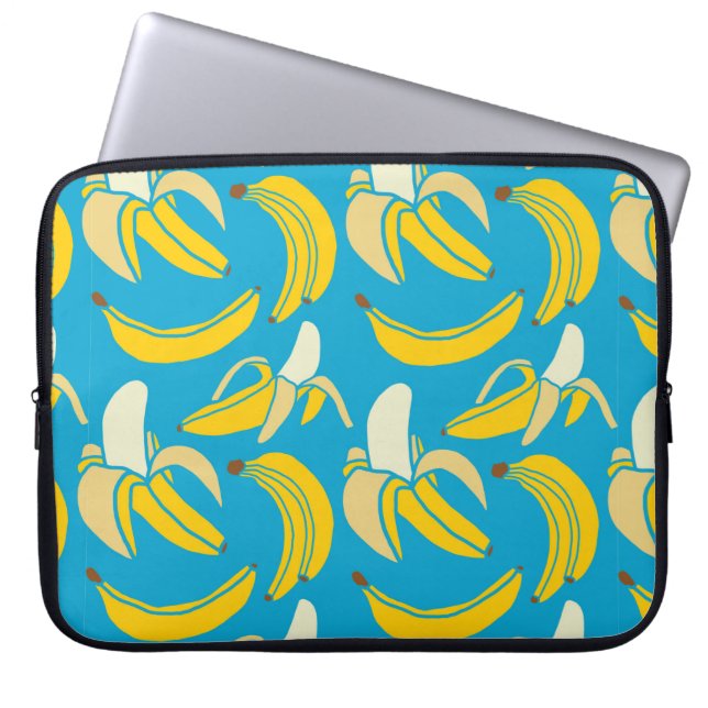 Capa Para Notebook modelo sem costura de banana tropical fruta fresca (Frente)