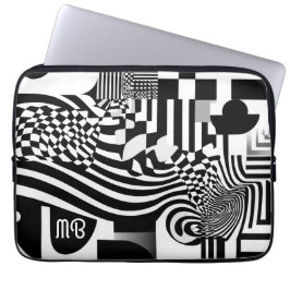 Capa Para Notebook Modern Abstract Geometric Black White Pattern 13"