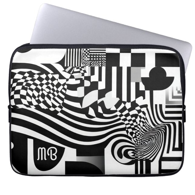 Capa Para Notebook Modern Abstract Geometric Black White Pattern 13" (Frente)