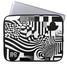 Capa Para Notebook Modern Abstract Geometric Black White Pattern 15"