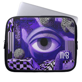 Capa Para Notebook Modern Abstract Geometric Black White Purple 10"