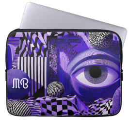 Capa Para Notebook Modern Abstract Geometric Black White Purple Art