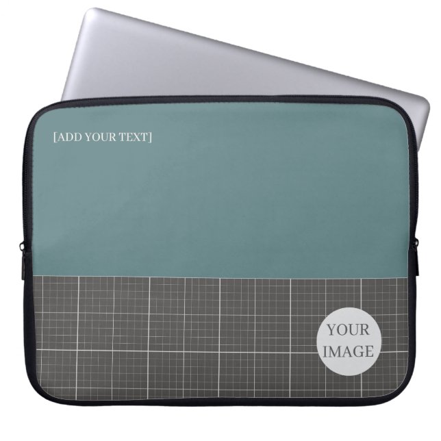 Capa Para Notebook Modern Blueprint Geometric Grid Laptop Sleeve LS02 (Frente)