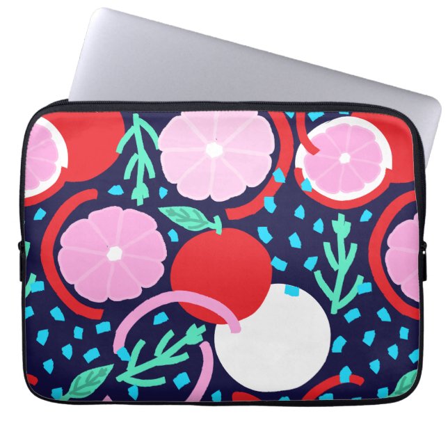 Capa Para Notebook Modern Citrus Fruit Geometric Midnight Market (Frente)