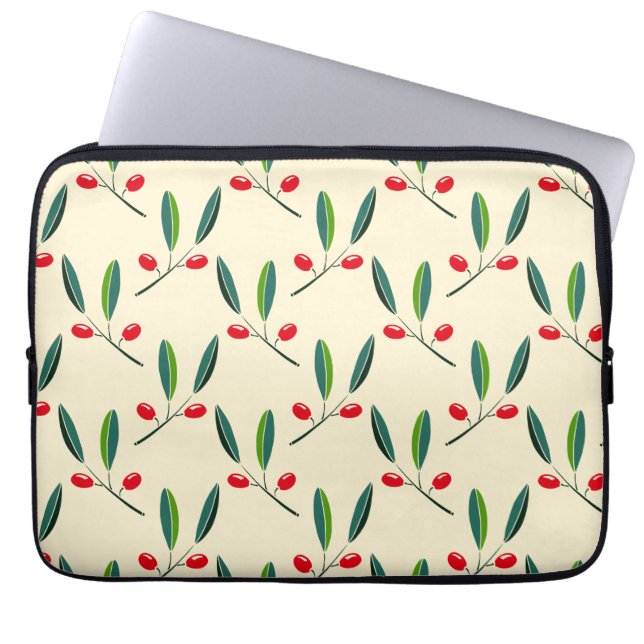 Capa Para Notebook Modern Illustrated Red Berries Pattern (Frente)