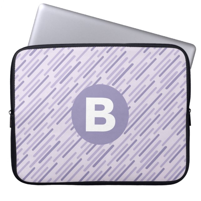 Capa Para Notebook Modern Lilac Purple Diagonal Stripes Monogram (Frente)