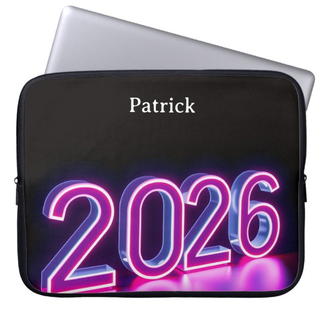 Capa Para Notebook Modern Neon 2026 Happy New Year Welcome (Frente)