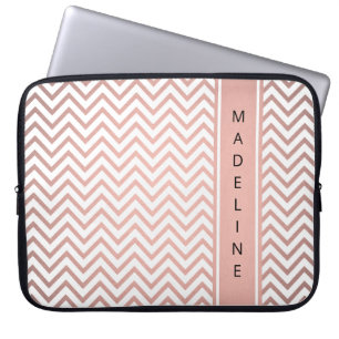 Capa Para Notebook Modern Pink Chevron Pattern Girly Faux Rosa Dourad