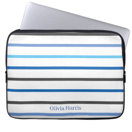 Capa Para Notebook Modern Stylish Blue Stripes Custom
