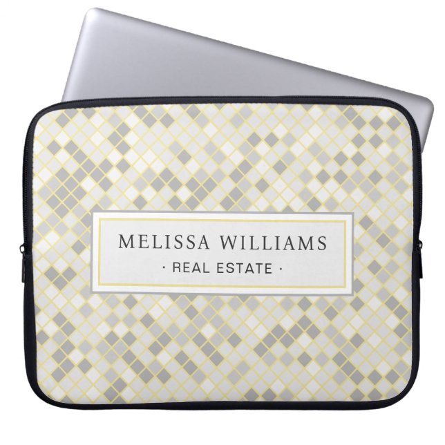 Capa Para Notebook Modern Yellow & Gray Geometric Business (Frente)