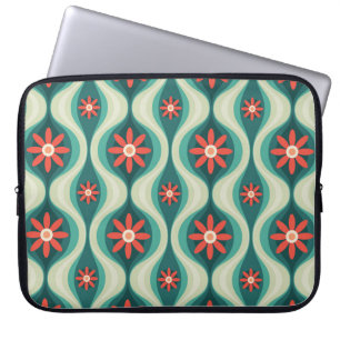 Capa Para Notebook Moderno do século médio: Flores Laranja Abstrato