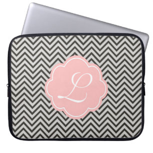 Capa Para Notebook Moderno, legal, café escuro e cinza chevron