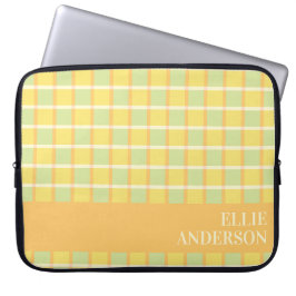 Capa Para Notebook Moderno Xadrez Verde Amarelo Laranja Personalizado