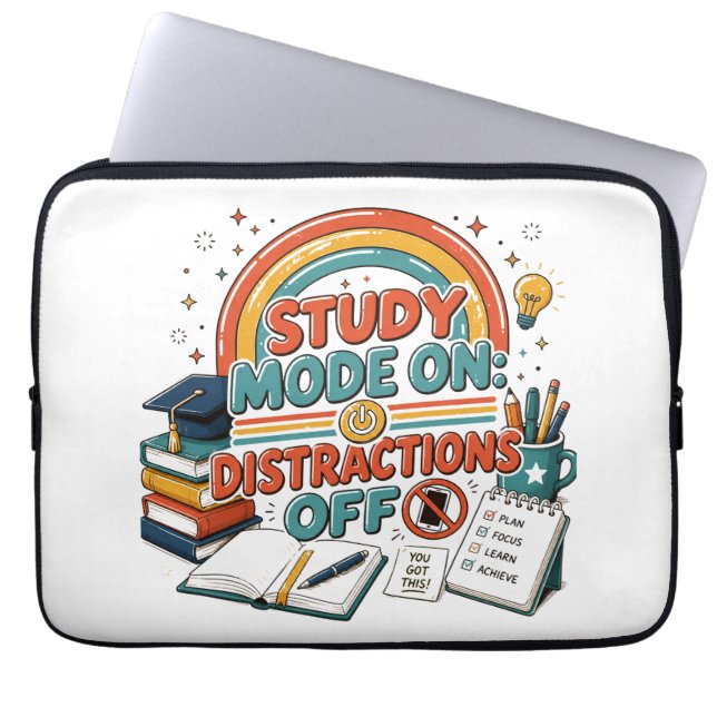 Capa Para Notebook Modo de Estudo Ativado Distrações Desativadas  (Frente)