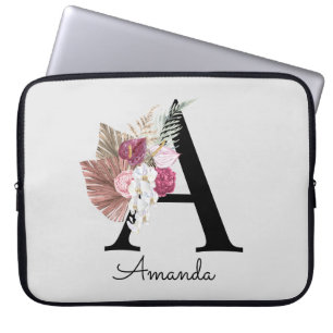 Capa Para Notebook Moela Rosa Moderna Girly Floral Inicial Laptop Ven