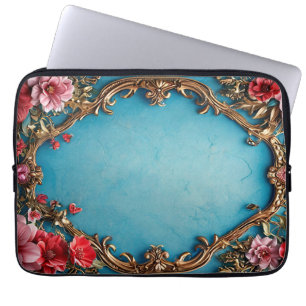 Capa Para Notebook Moldura Floral Elegante com Design Dourado