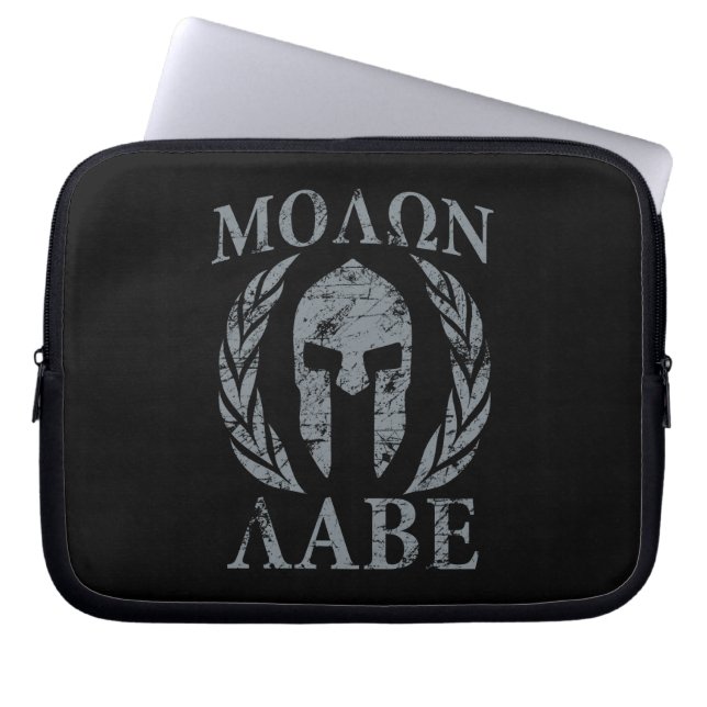 Capa Para Notebook Molon Labe Grunge Spartan Helmet (Frente)