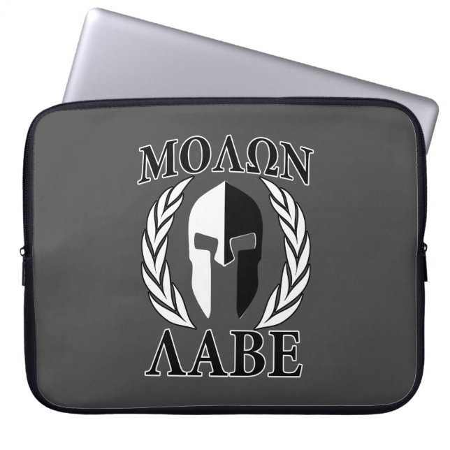Capa Para Notebook Molon Labe Spartan Mask Laurels Monocromo (Frente)