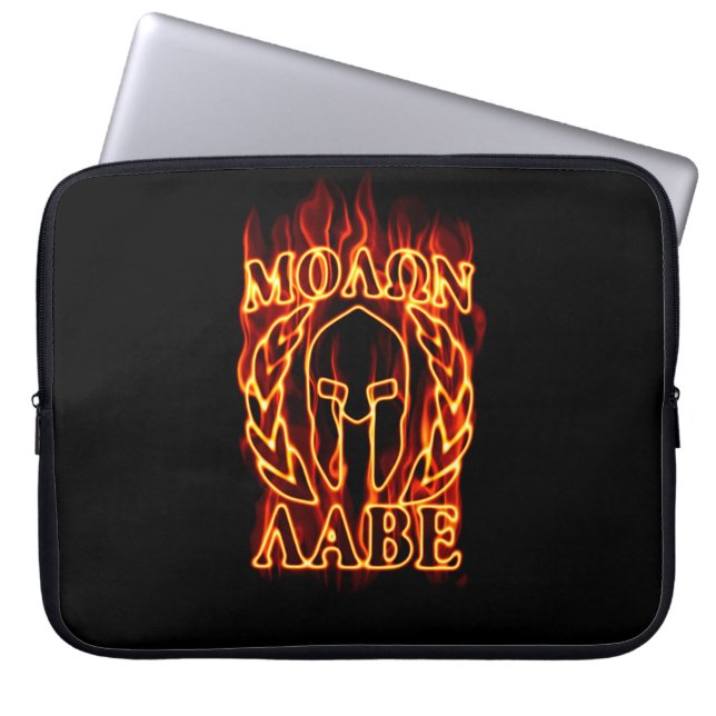 Capa Para Notebook Molon Labe Spartan Warrior em Fogo (Frente)