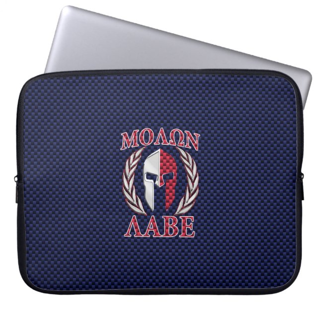 Capa Para Notebook Molon Labe Spartan Warrior Fibra de Carbono (Frente)