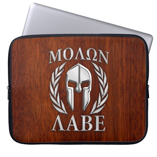 Capa Para Notebook Molon Labe Spartan Warrior Laurels Chrome Style (Frente)
