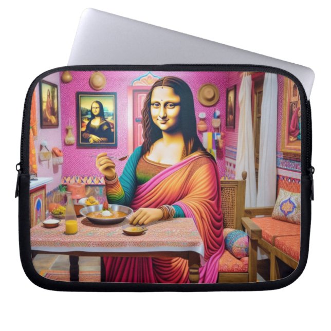 Capa Para Notebook Mona comendo alimentos indianos (Frente)