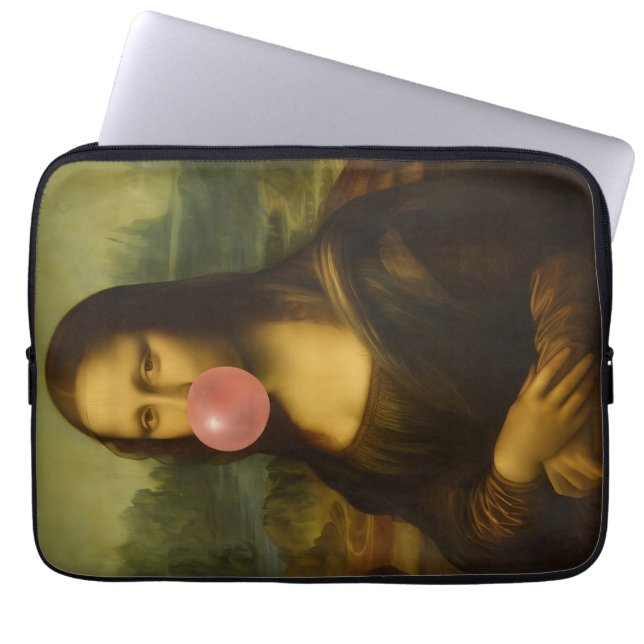 Capa Para Notebook Mona Lisa Piscando Goma-Bolha Rosa (Frente)