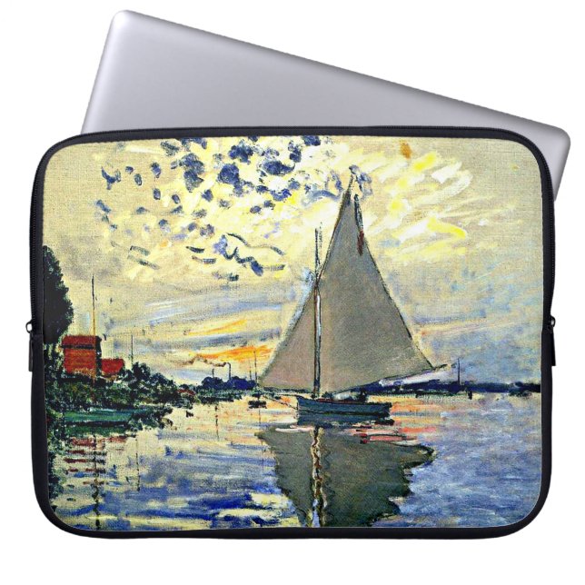Capa Para Notebook Monet - Barco à vela em le Petit Gennevilliers (Frente)