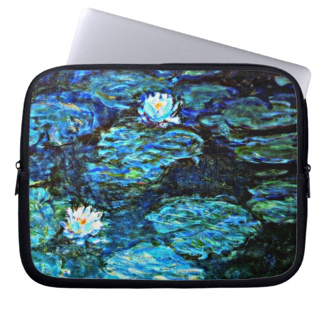 Capa Para Notebook Monet - Lírios De Água, Azul (Frente)