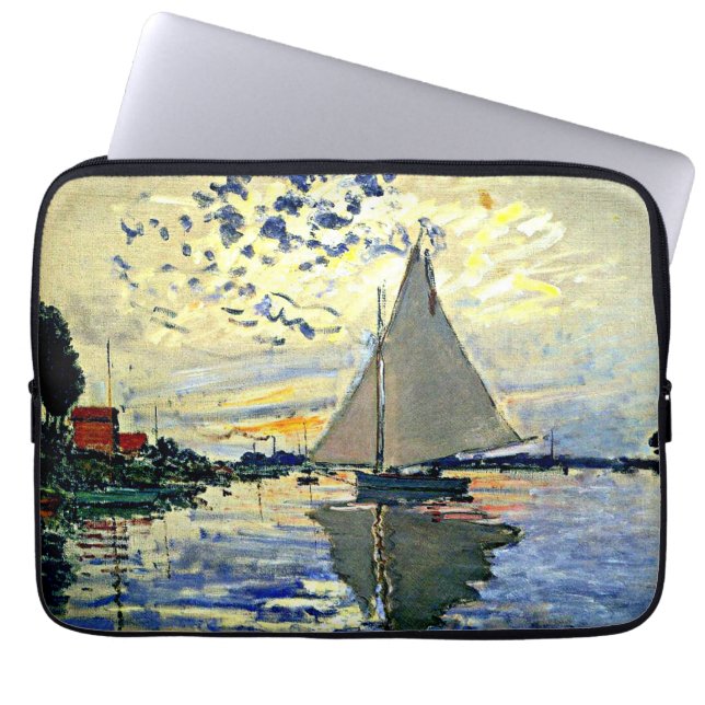 Capa Para Notebook Monet - Navio de vela na le Petit Gennevilliers (Frente)