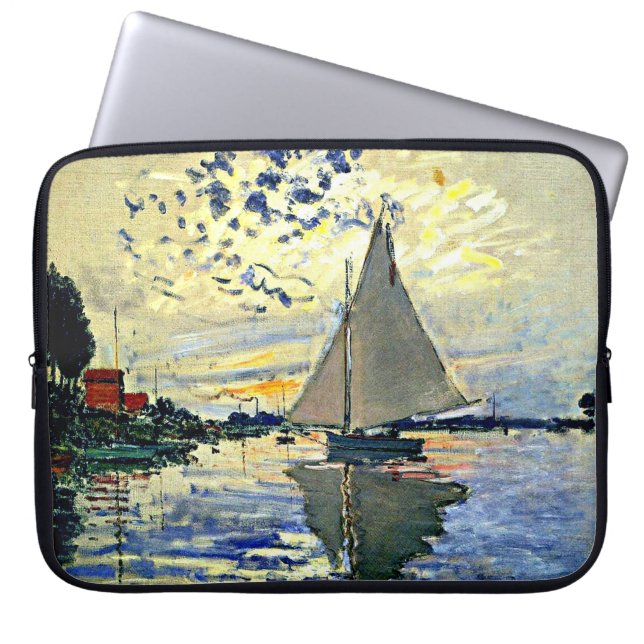 Capa Para Notebook Monet - Navio de vela na le Petit Gennevilliers (Frente)