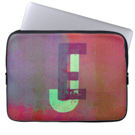 Capa Para Notebook Monogram Initials Grunge Funky Purple Green Art