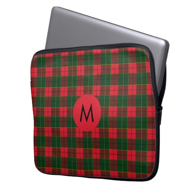 Capa Para Notebook Monogram Winter Holiday Tartan pattern Scottish (Frente Esquerda)