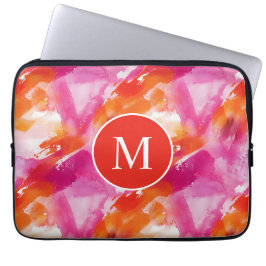Capa Para Notebook Monograma Abstrato cor de laranja rosa cor de água